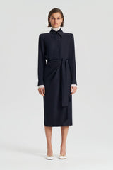 Dresses | Women Scanlan Theodore SILK JAQUARD WRAP DRESS Navy