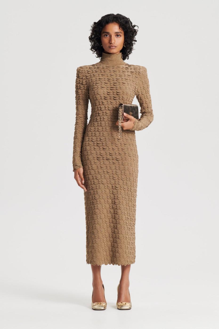 Dresses | Women Scanlan Theodore SPARKLE SCALLOP POLO DRESS Bronze