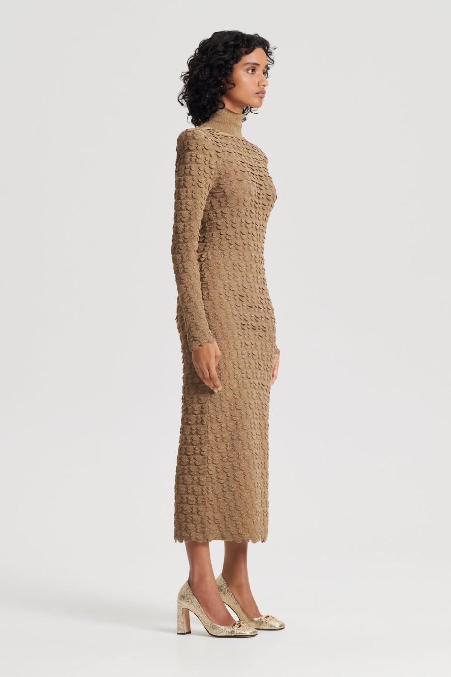 Dresses | Women Scanlan Theodore SPARKLE SCALLOP POLO DRESS Bronze