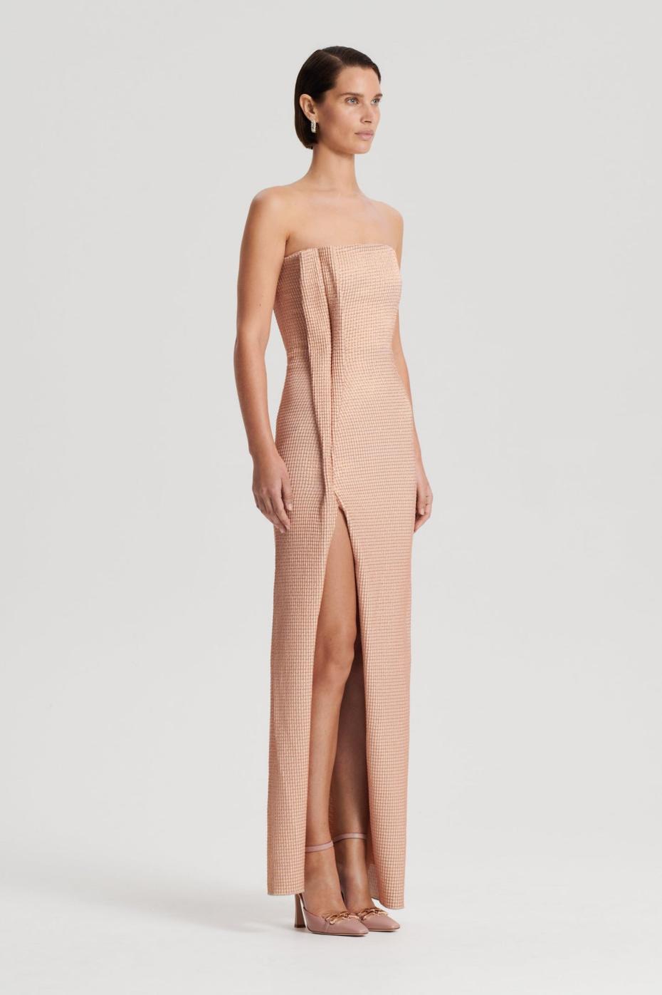 Dresses | Women Scanlan Theodore TINSEL GINGHAM GOWN Rose Gold