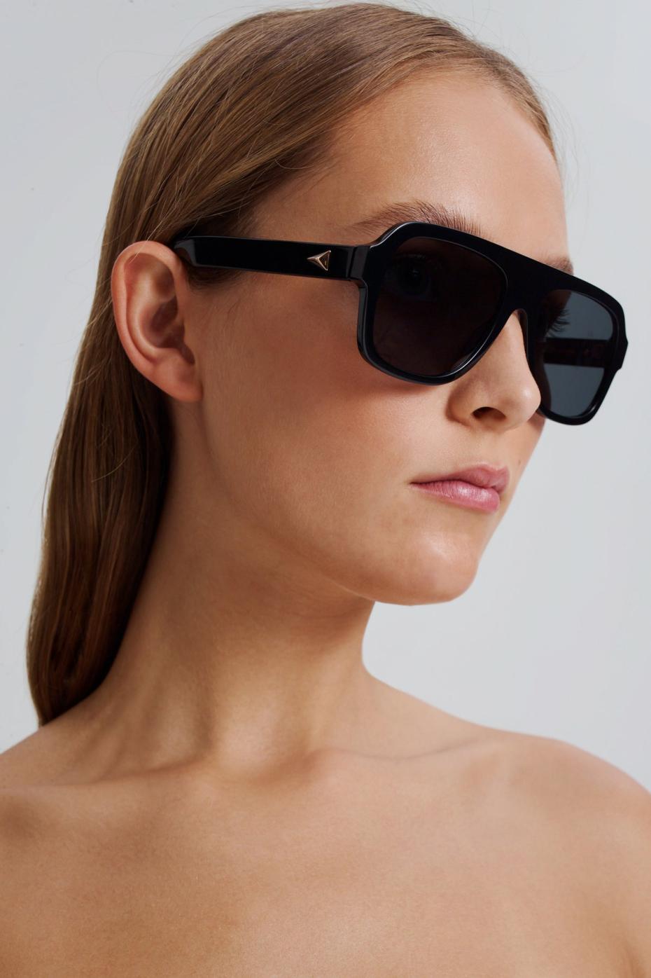 Eyewear | Women Scanlan Theodore ST FLAT TOP AVIATOR SUNGLASSES Black