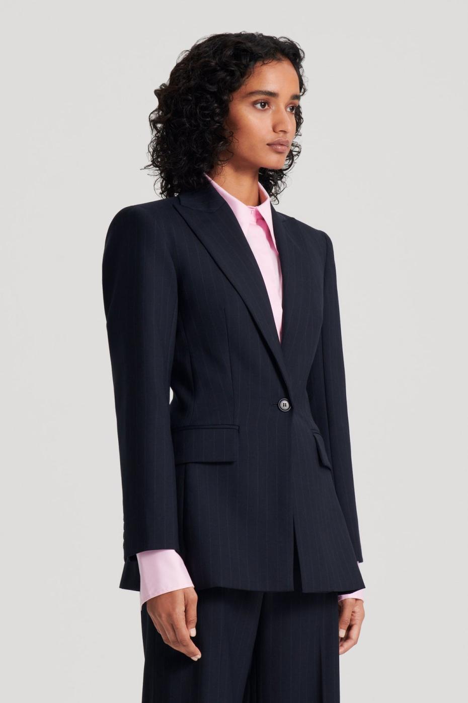 Jackets | Women Scanlan Theodore CHALK STRIPE TAILORED JACKET Navy