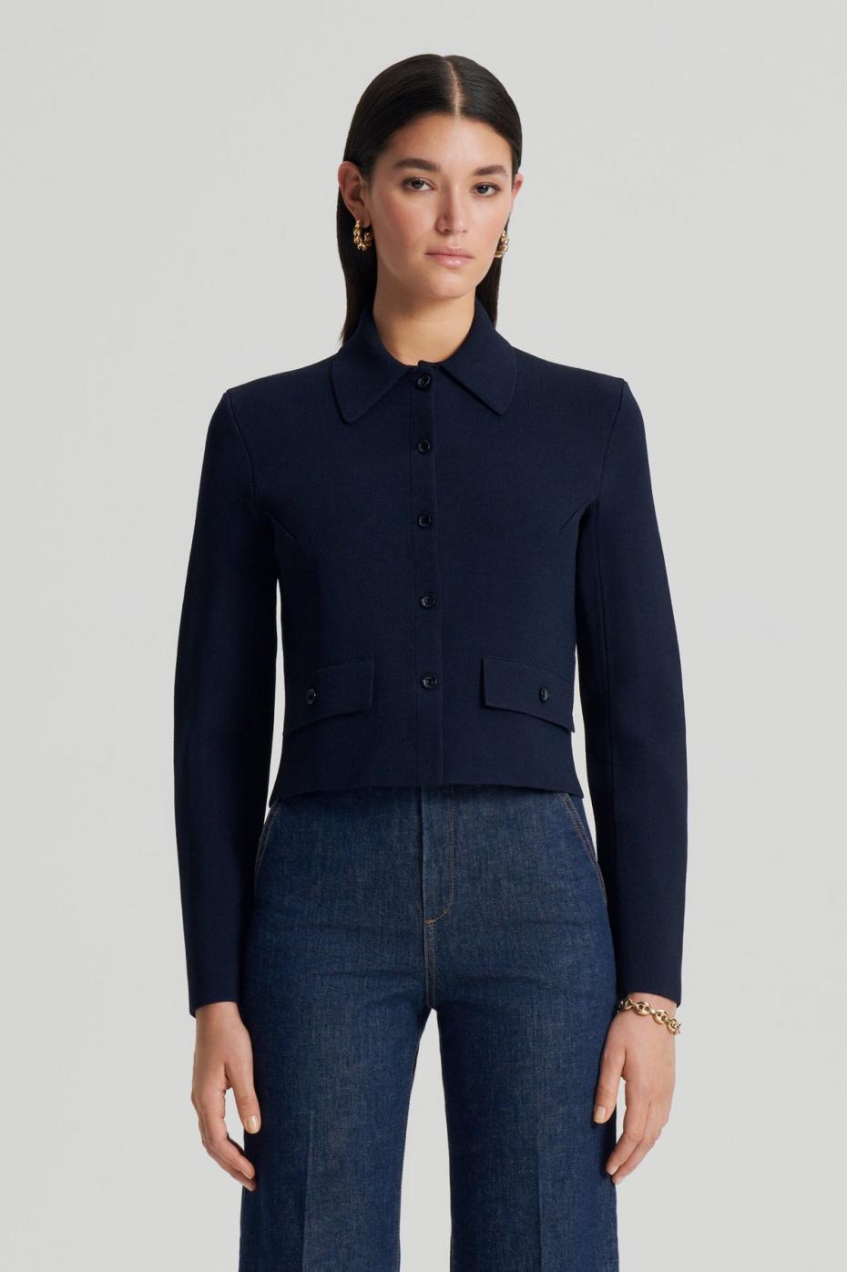 Jackets | Women Scanlan Theodore CREPE KNIT BUTTON JACKET Navy