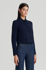 Jackets | Women Scanlan Theodore CREPE KNIT BUTTON JACKET Navy