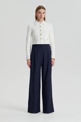 Jackets | Women Scanlan Theodore CREPE KNIT CROP BUTTON JACKET Cream Gold