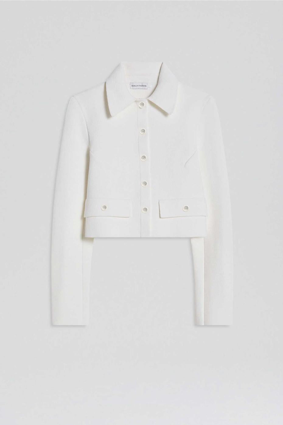 Jackets | Women Scanlan Theodore CREPE KNIT CROP BUTTON JACKET Cream