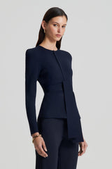Jackets | Women Scanlan Theodore CREPE KNIT CURVED HEM JACKET Navy