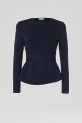 Jackets | Women Scanlan Theodore CREPE KNIT CURVED HEM JACKET Navy