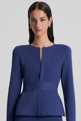 Jackets | Women Scanlan Theodore CREPE KNIT CURVED HEM JACKET Royal