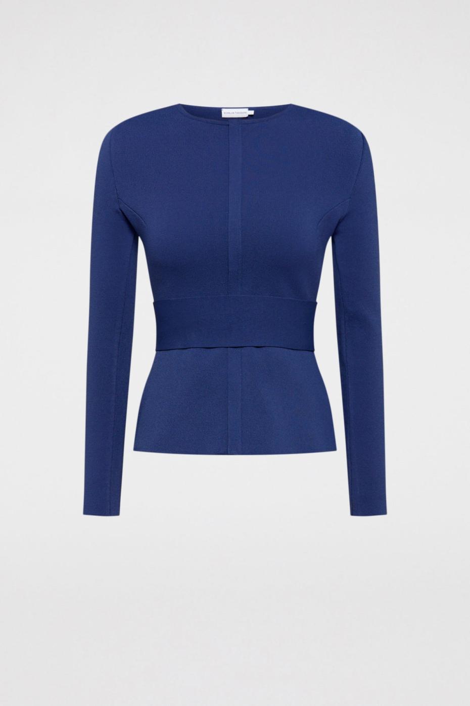 Jackets | Women Scanlan Theodore CREPE KNIT CURVED HEM JACKET Royal