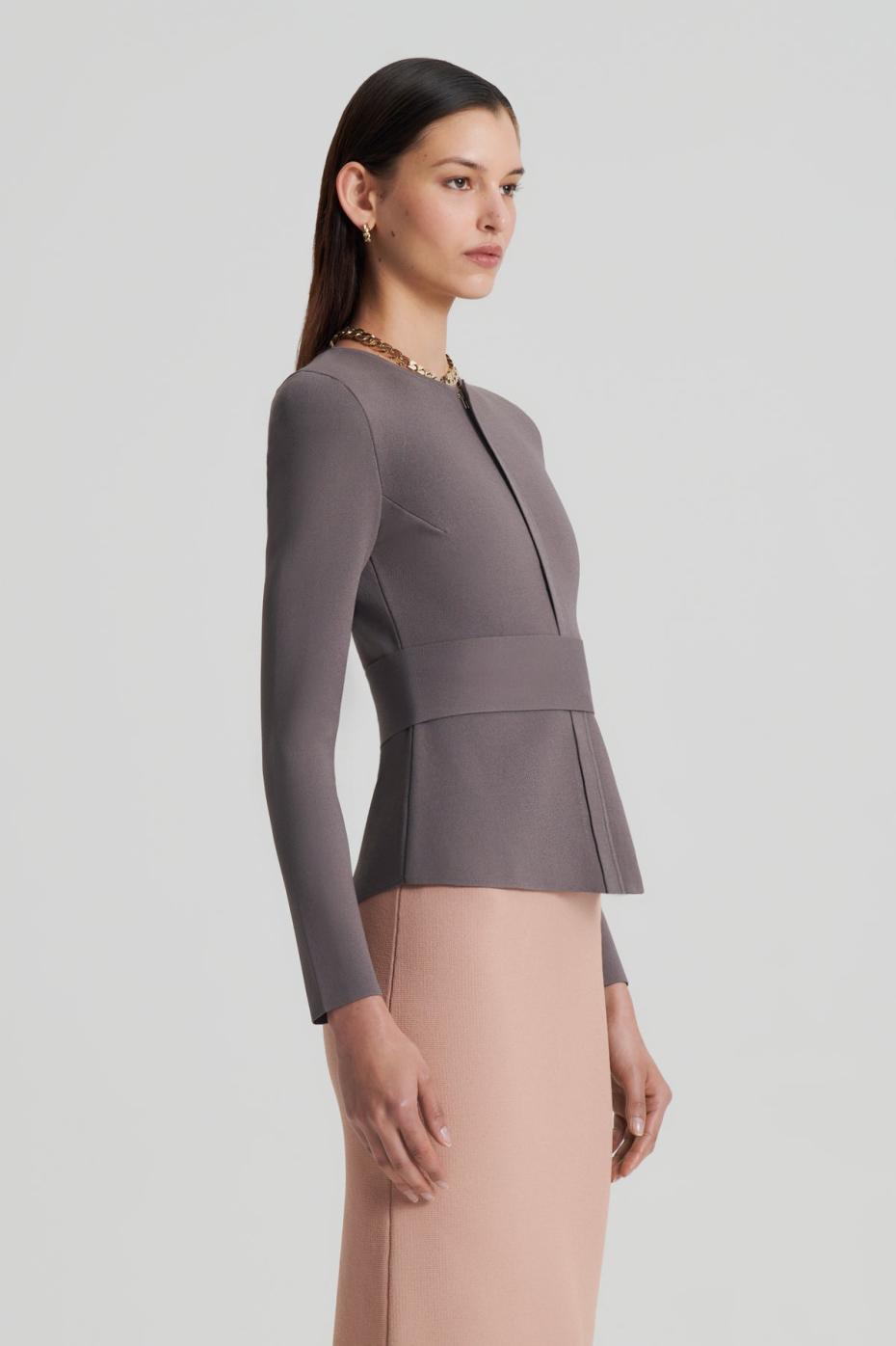 Jackets | Women Scanlan Theodore CREPE KNIT CURVED HEM JACKET Torba