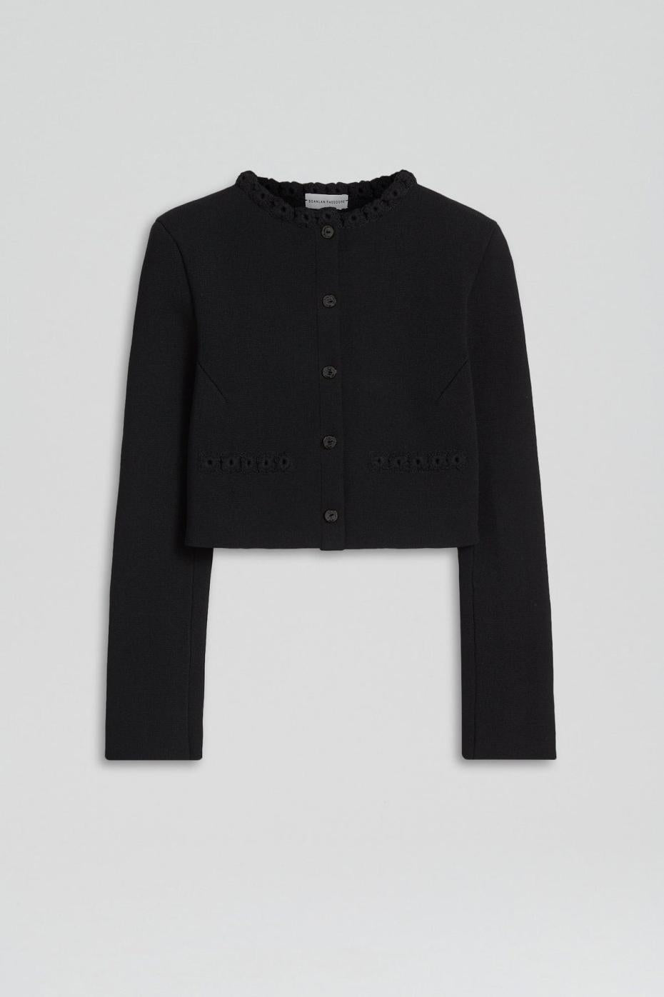 Jackets | Women Scanlan Theodore CREPE KNIT DAISY CROP JACKET Black