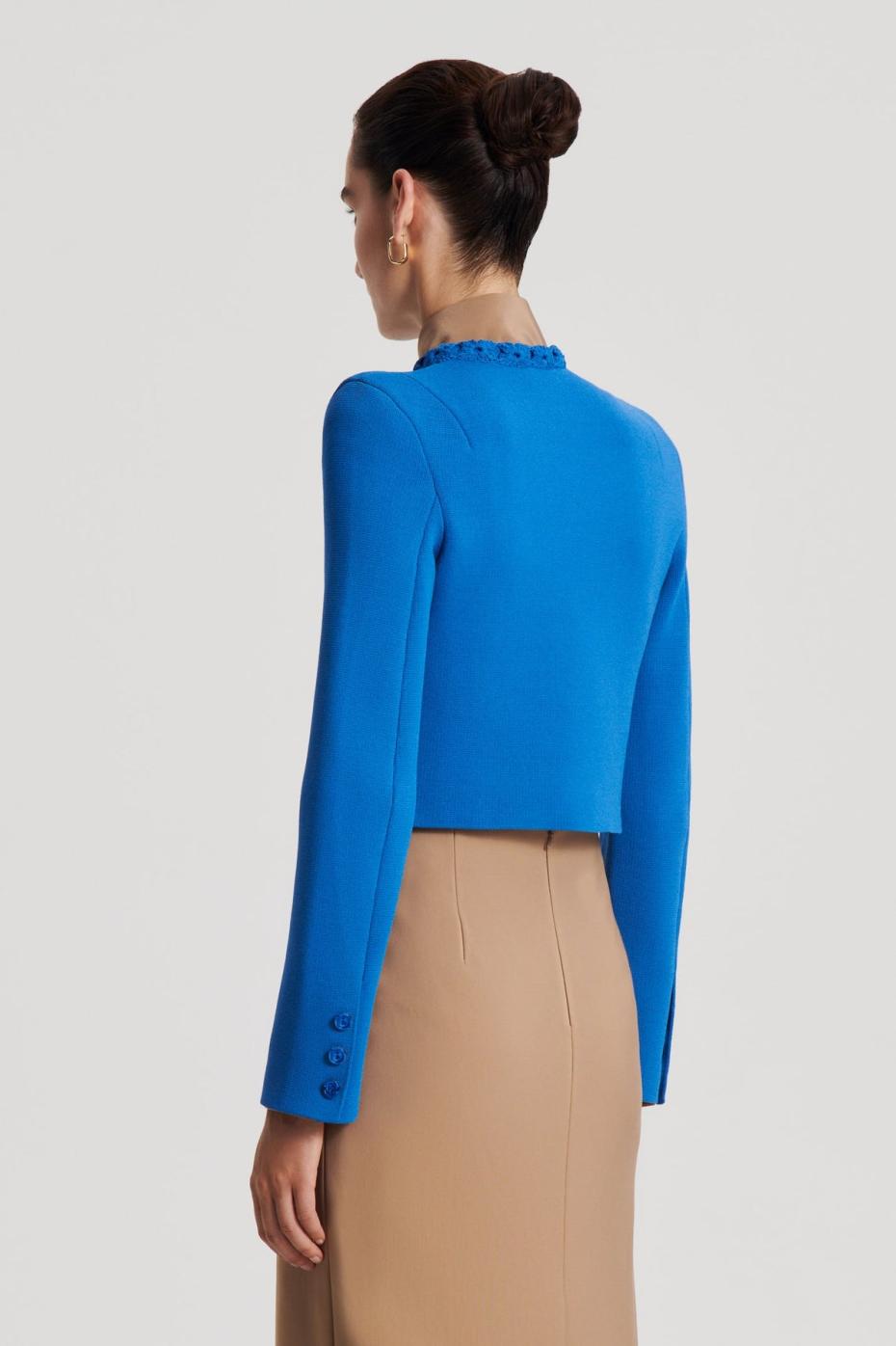 Jackets | Women Scanlan Theodore CREPE KNIT DAISY CROP JACKET Prussian.blue
