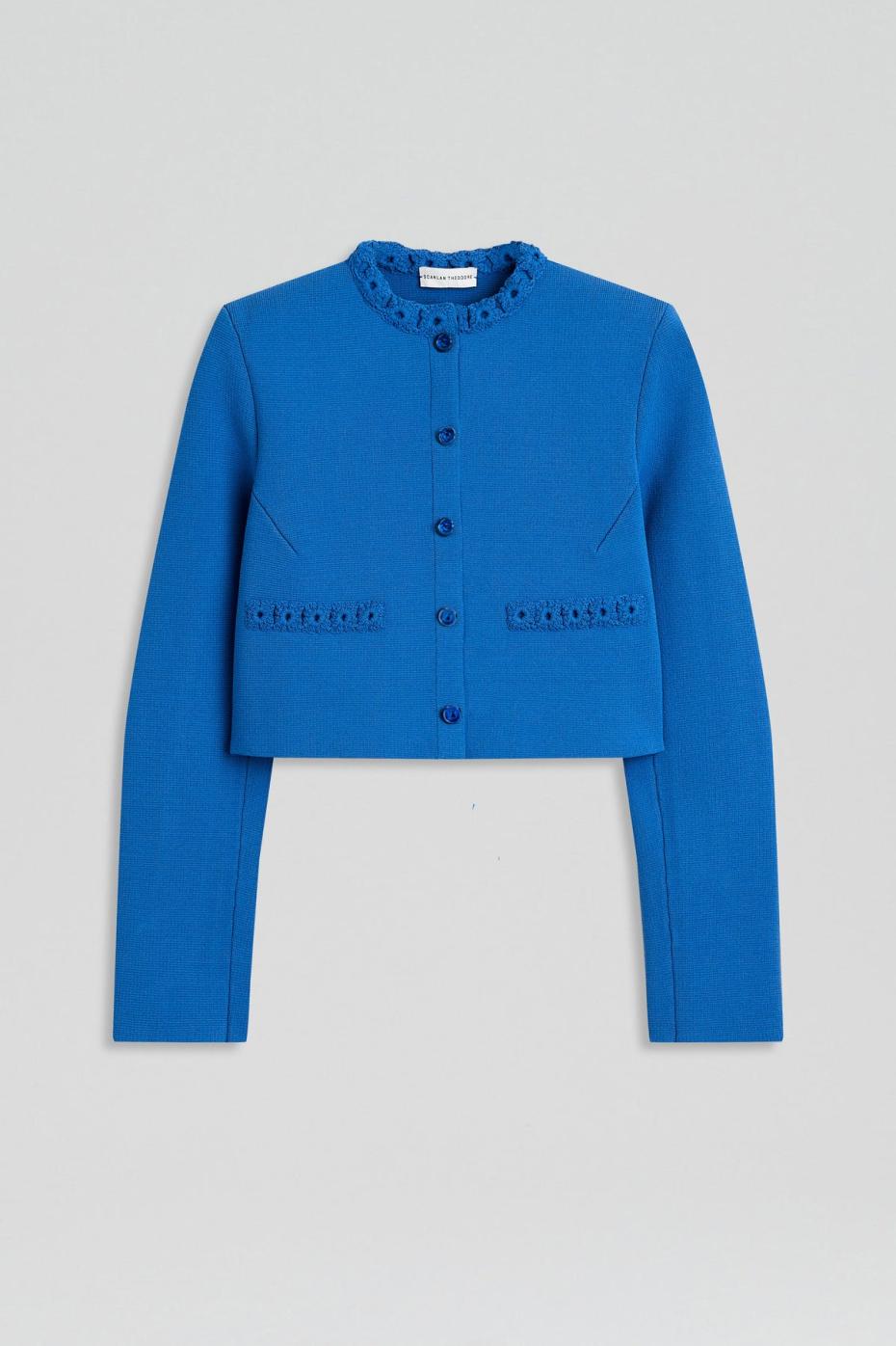 Jackets | Women Scanlan Theodore CREPE KNIT DAISY CROP JACKET Prussian.blue