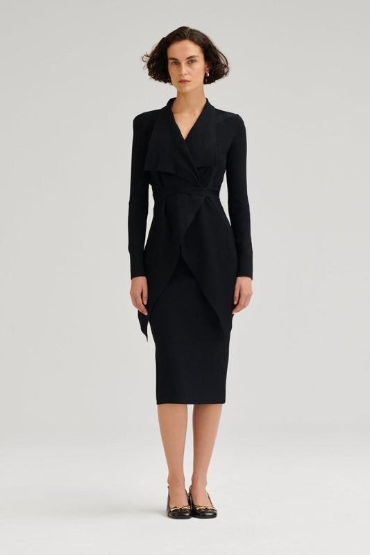 Jackets | Women Scanlan Theodore CREPE KNIT DRAPE FRONT JACKET Black
