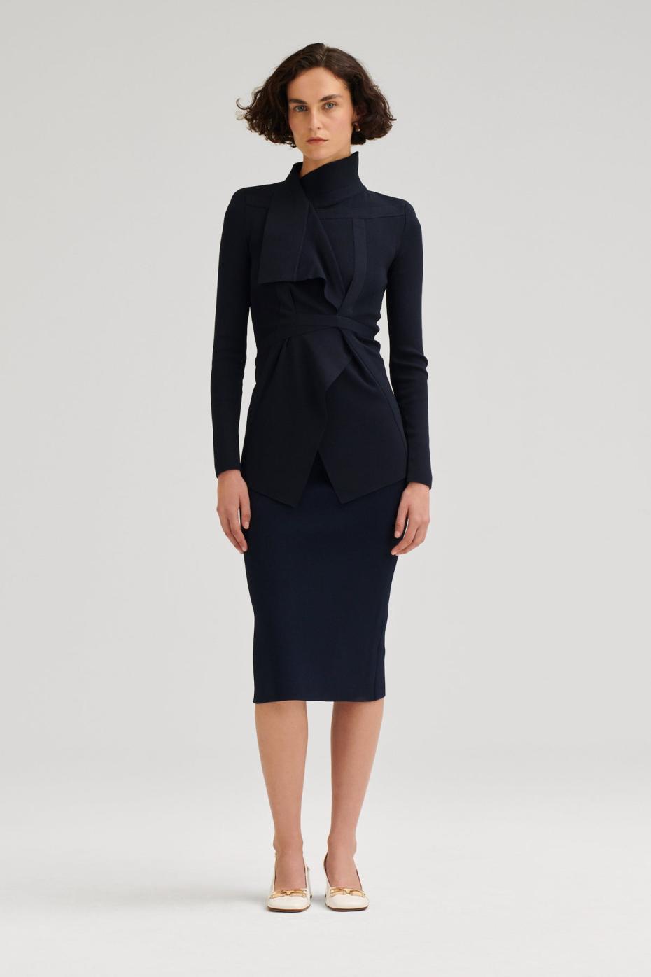 Jackets | Women Scanlan Theodore CREPE KNIT DRAPE FRONT JACKET Navy