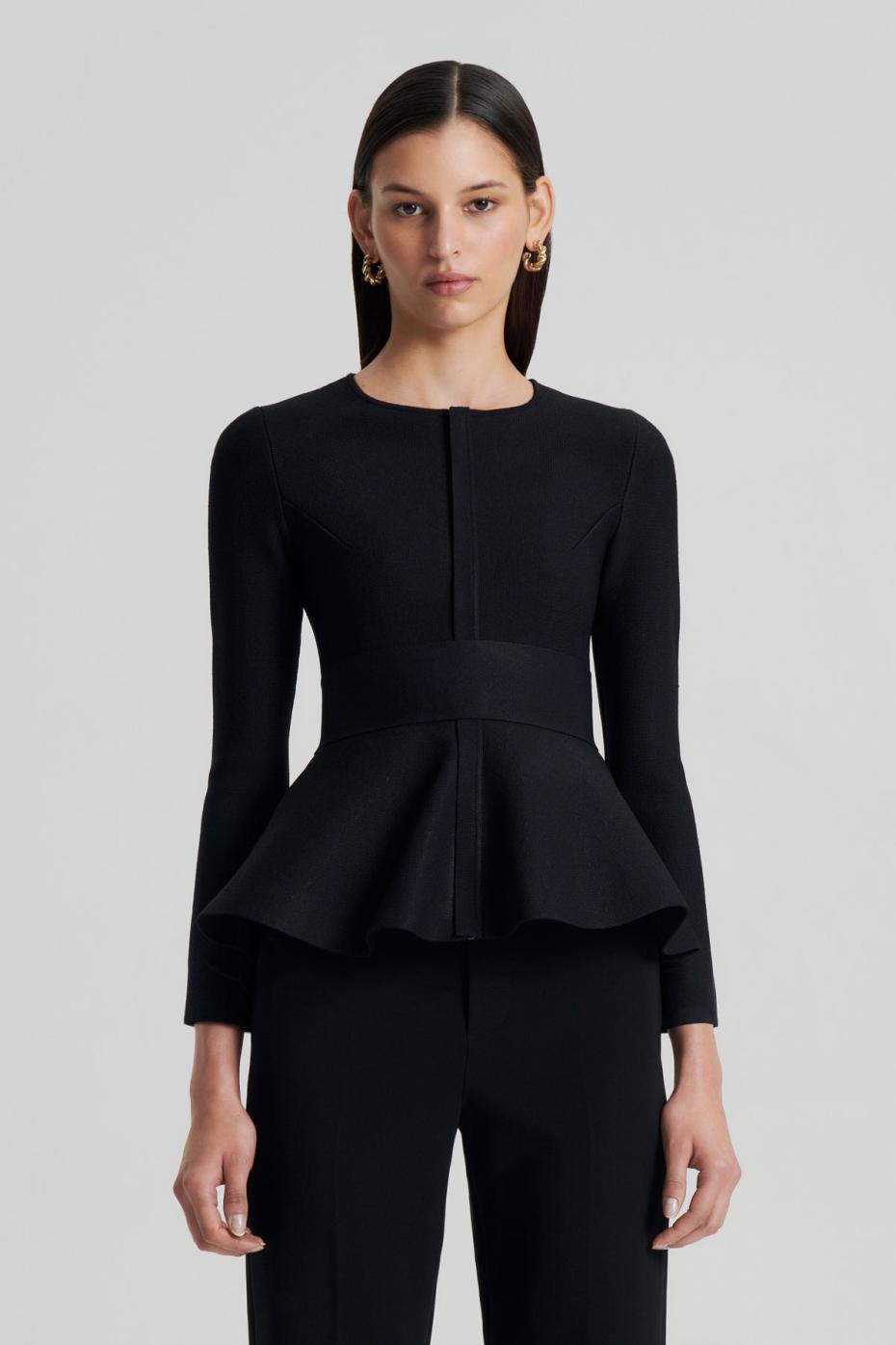 Jackets | Women Scanlan Theodore CREPE KNIT RUFFLE JACKET Black