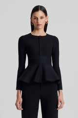 Jackets | Women Scanlan Theodore CREPE KNIT RUFFLE JACKET Black