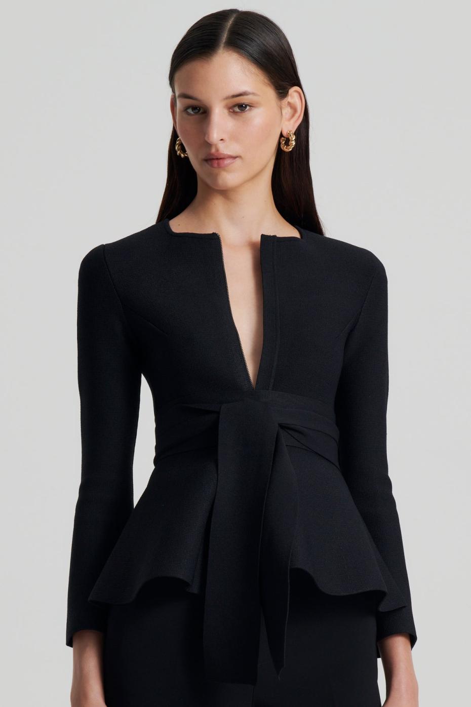 Jackets | Women Scanlan Theodore CREPE KNIT RUFFLE JACKET Black