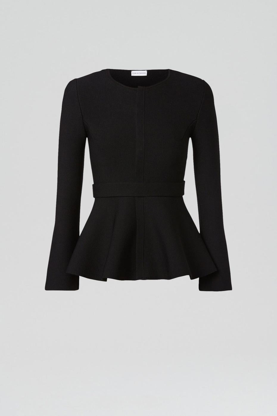 Jackets | Women Scanlan Theodore CREPE KNIT RUFFLE JACKET Black