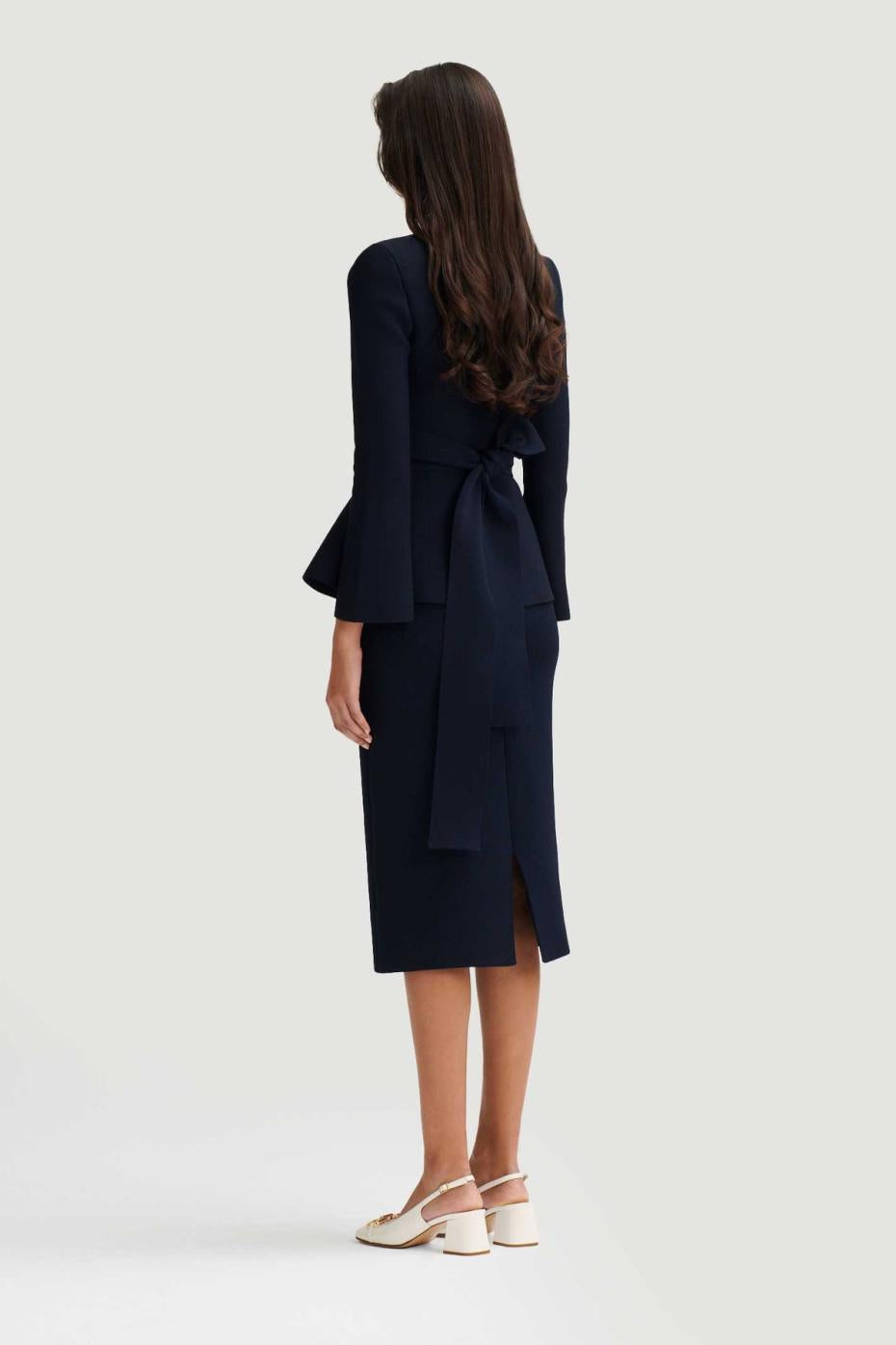 Jackets | Women Scanlan Theodore CREPE KNIT RUFFLE JACKET Navy