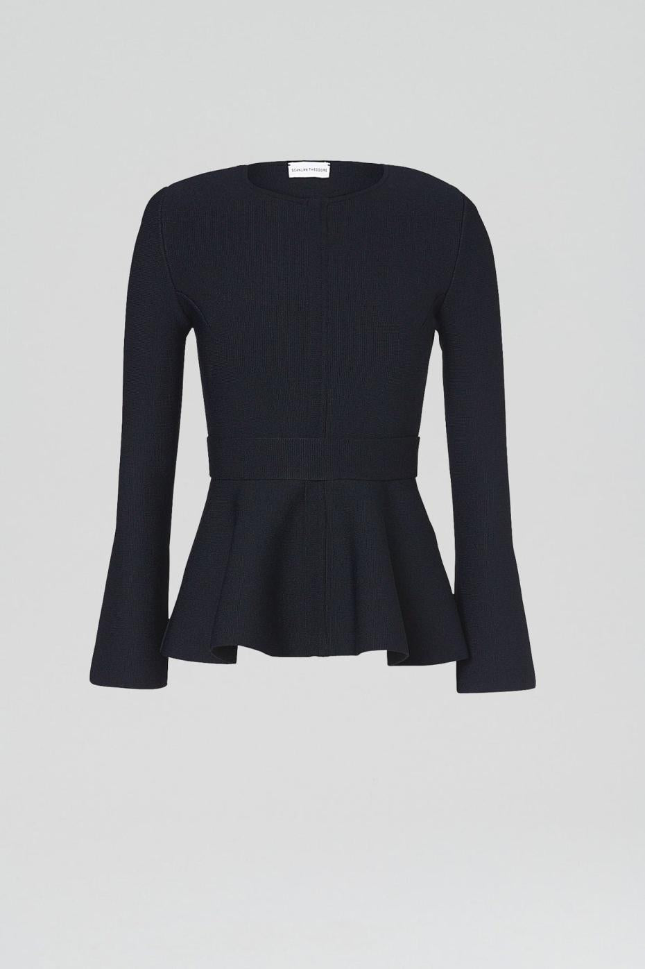 Jackets | Women Scanlan Theodore CREPE KNIT RUFFLE JACKET Navy