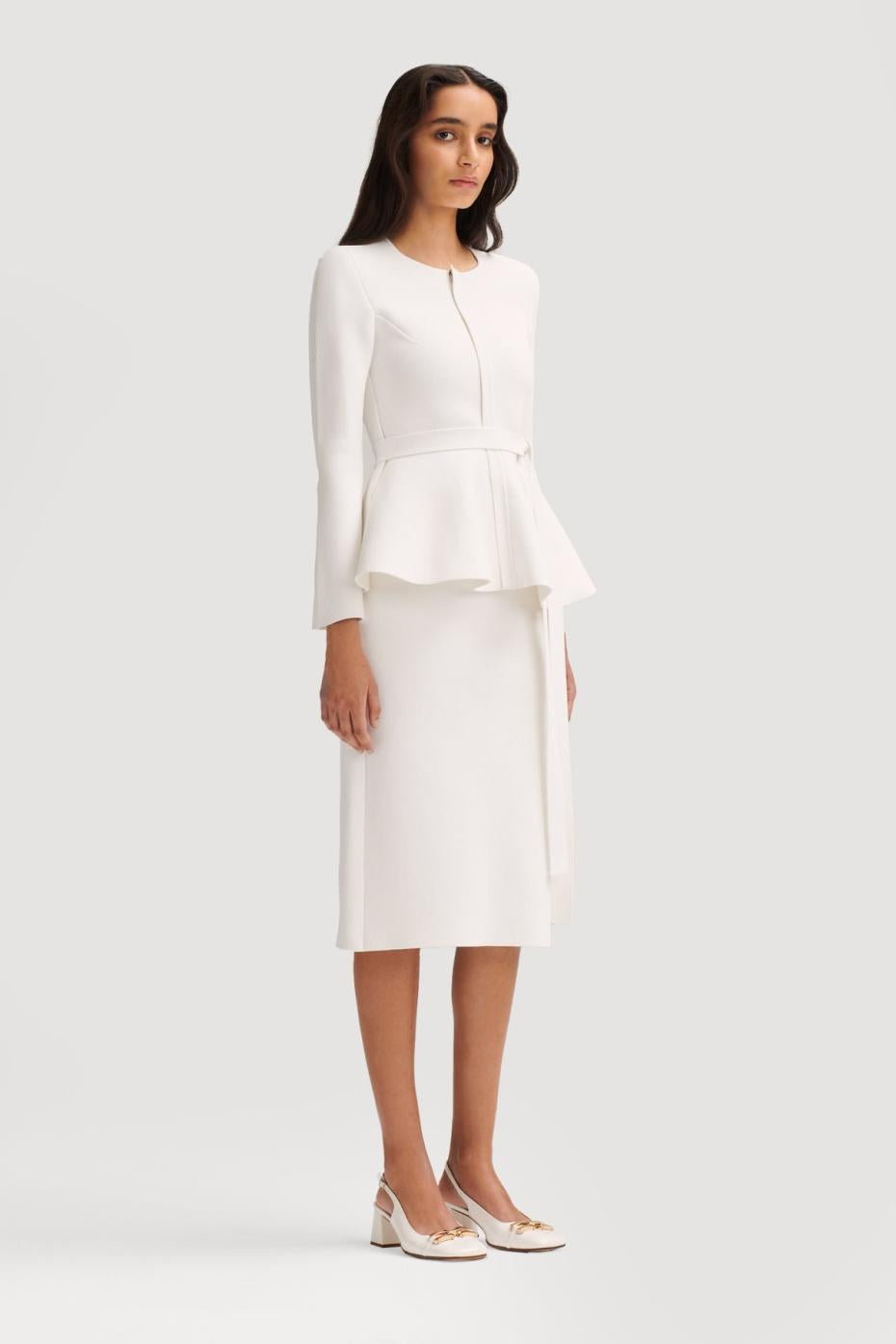 Jackets | Women Scanlan Theodore CREPE KNIT RUFFLE JACKET White