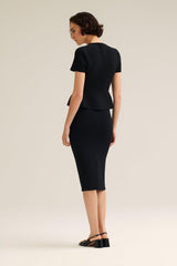 Jackets | Women Scanlan Theodore CREPE KNIT SHORT SLEEVE PEPLUM JACKET Black