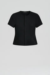 Jackets | Women Scanlan Theodore CREPE KNIT SHORT SLEEVE PEPLUM JACKET Black