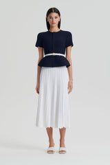 Jackets | Women Scanlan Theodore CREPE KNIT SHORT SLEEVE PEPLUM JACKET Navy