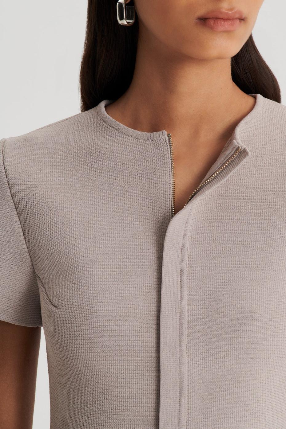 Jackets | Women Scanlan Theodore CREPE KNIT SHORT SLEEVE PEPLUM JACKET Oyster