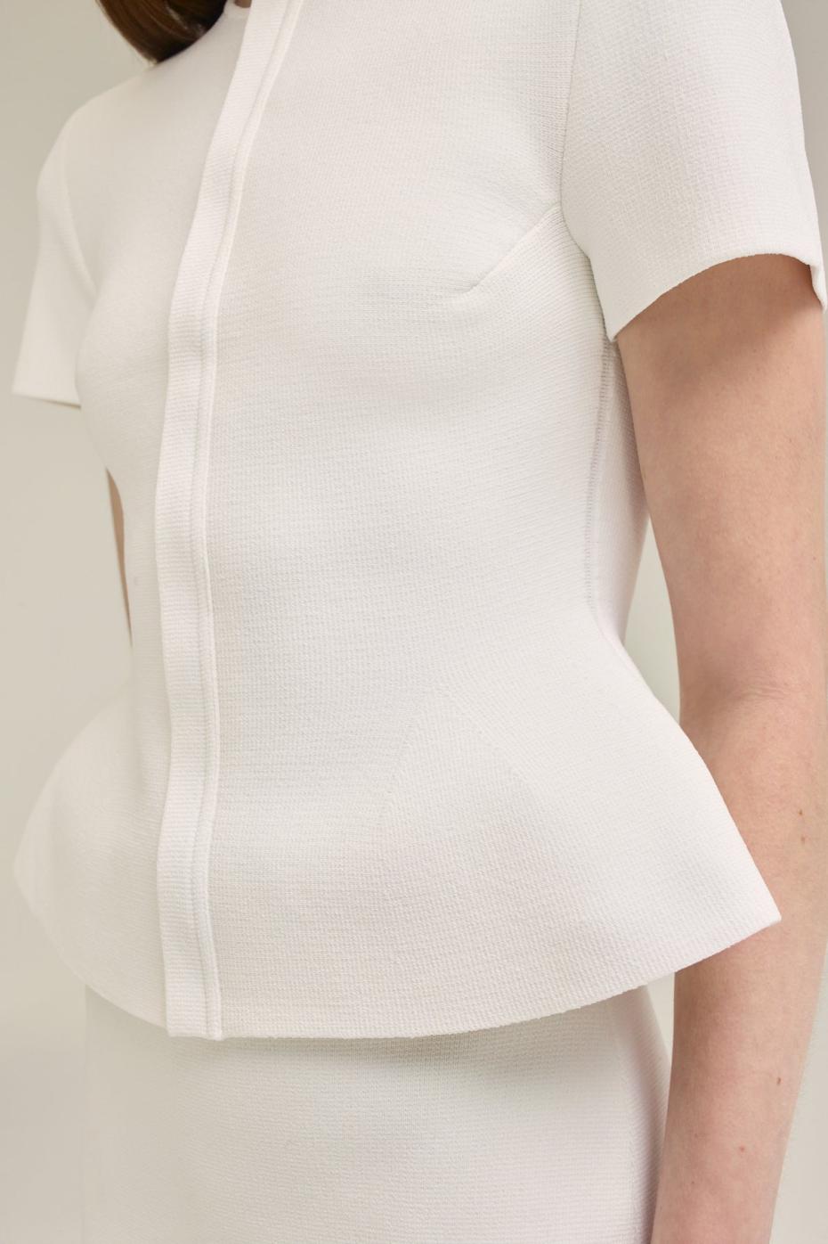 Jackets | Women Scanlan Theodore CREPE KNIT SHORT SLEEVE PEPLUM JACKET White