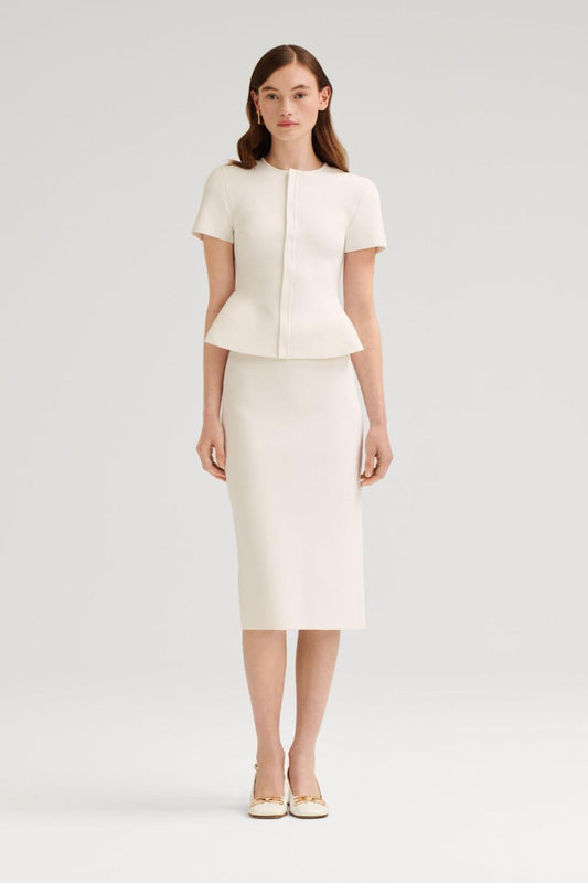 Jackets | Women Scanlan Theodore CREPE KNIT SHORT SLEEVE PEPLUM JACKET White