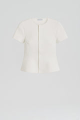 Jackets | Women Scanlan Theodore CREPE KNIT SHORT SLEEVE PEPLUM JACKET White