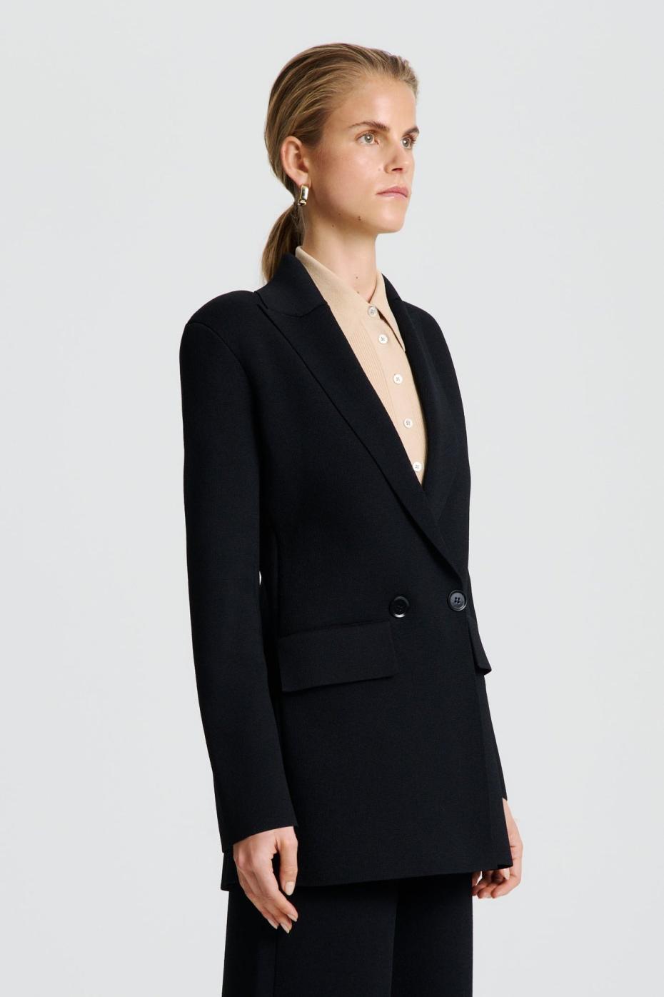 Jackets | Women Scanlan Theodore CREPE KNIT TAILORED BLAZER Black