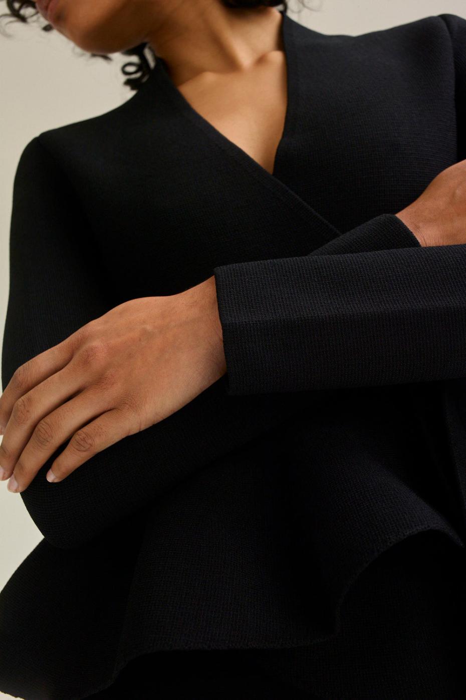 Jackets | Women Scanlan Theodore CREPE KNIT WRAP JACKET Black