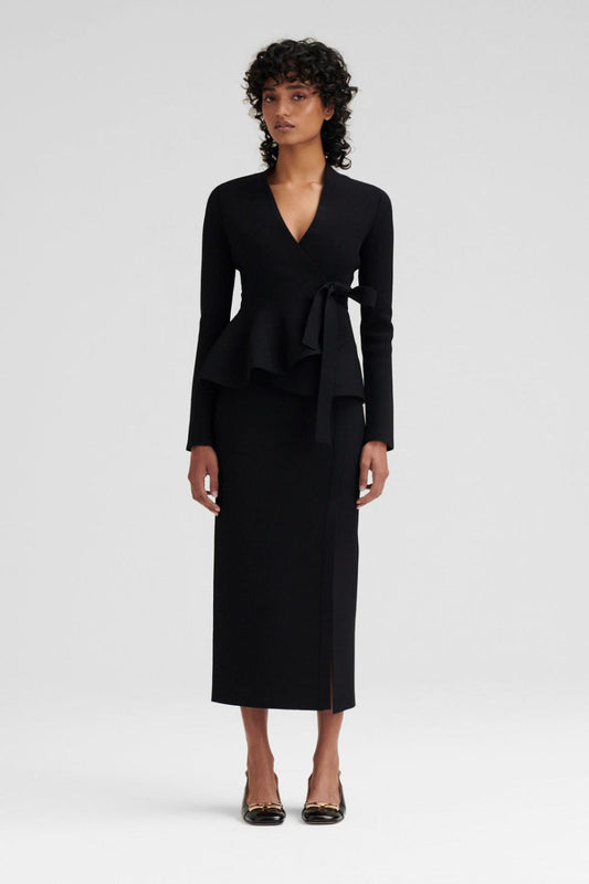 Jackets | Women Scanlan Theodore CREPE KNIT WRAP JACKET Black