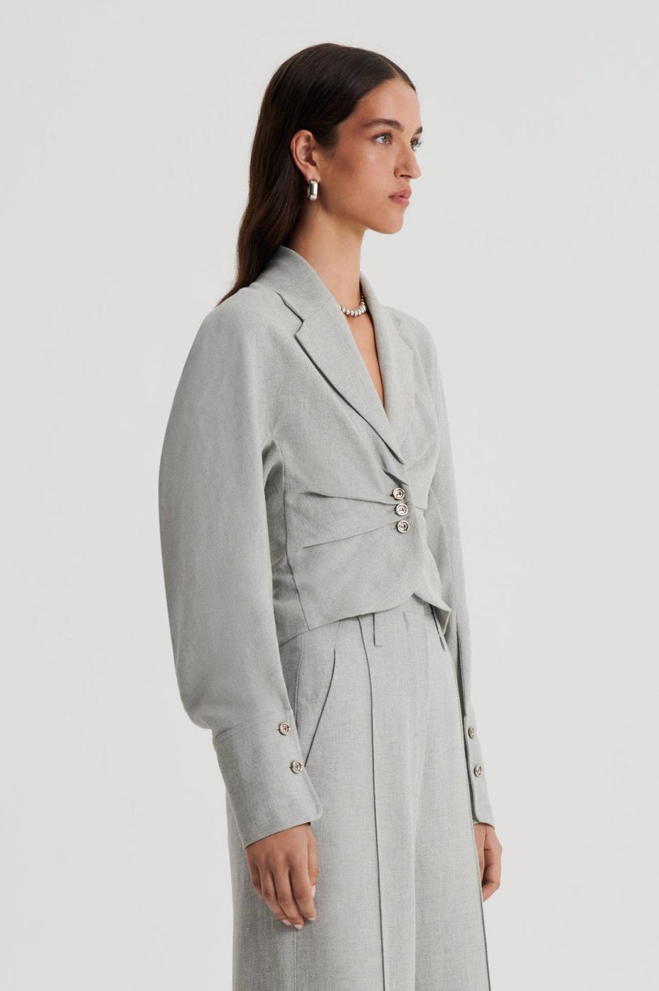 Jackets | Women Scanlan Theodore DRAPED TAILORED JACKET Pale.grey