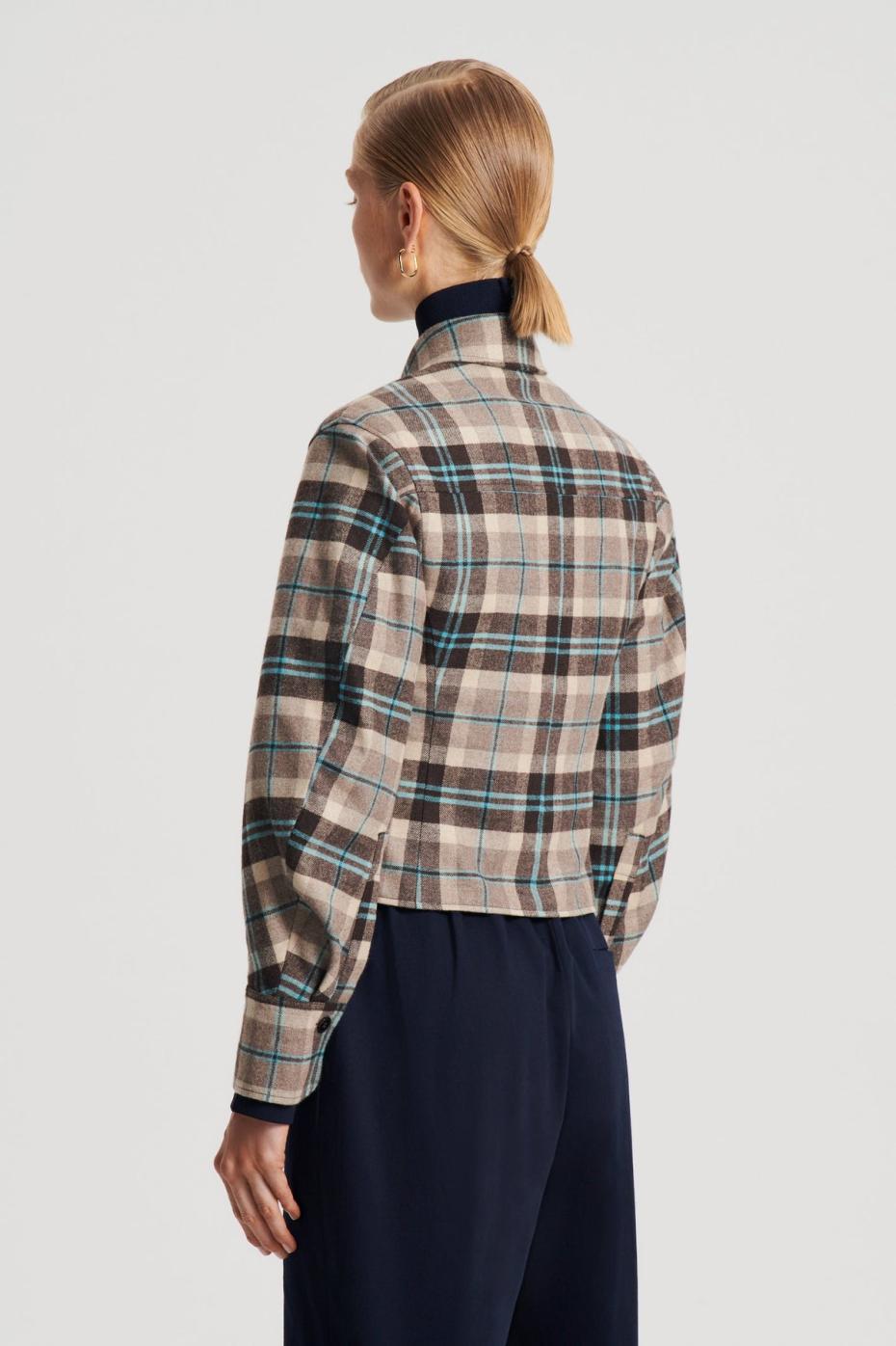 Jackets | Women Scanlan Theodore PLAID SHIRT JACKET Taupe