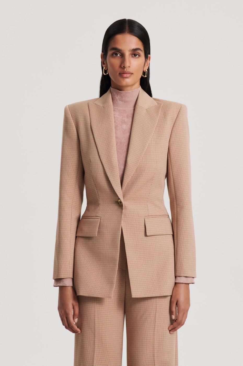 Jackets | Women Scanlan Theodore PLAID TAILORED JACKET Caramel