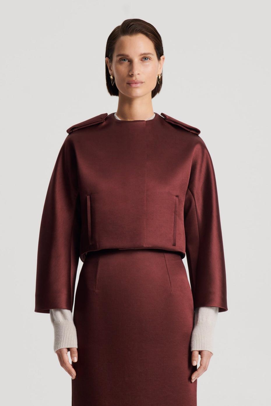 Jackets | Women Scanlan Theodore SATIN COCOON SLEEVE JACKET Burgundy