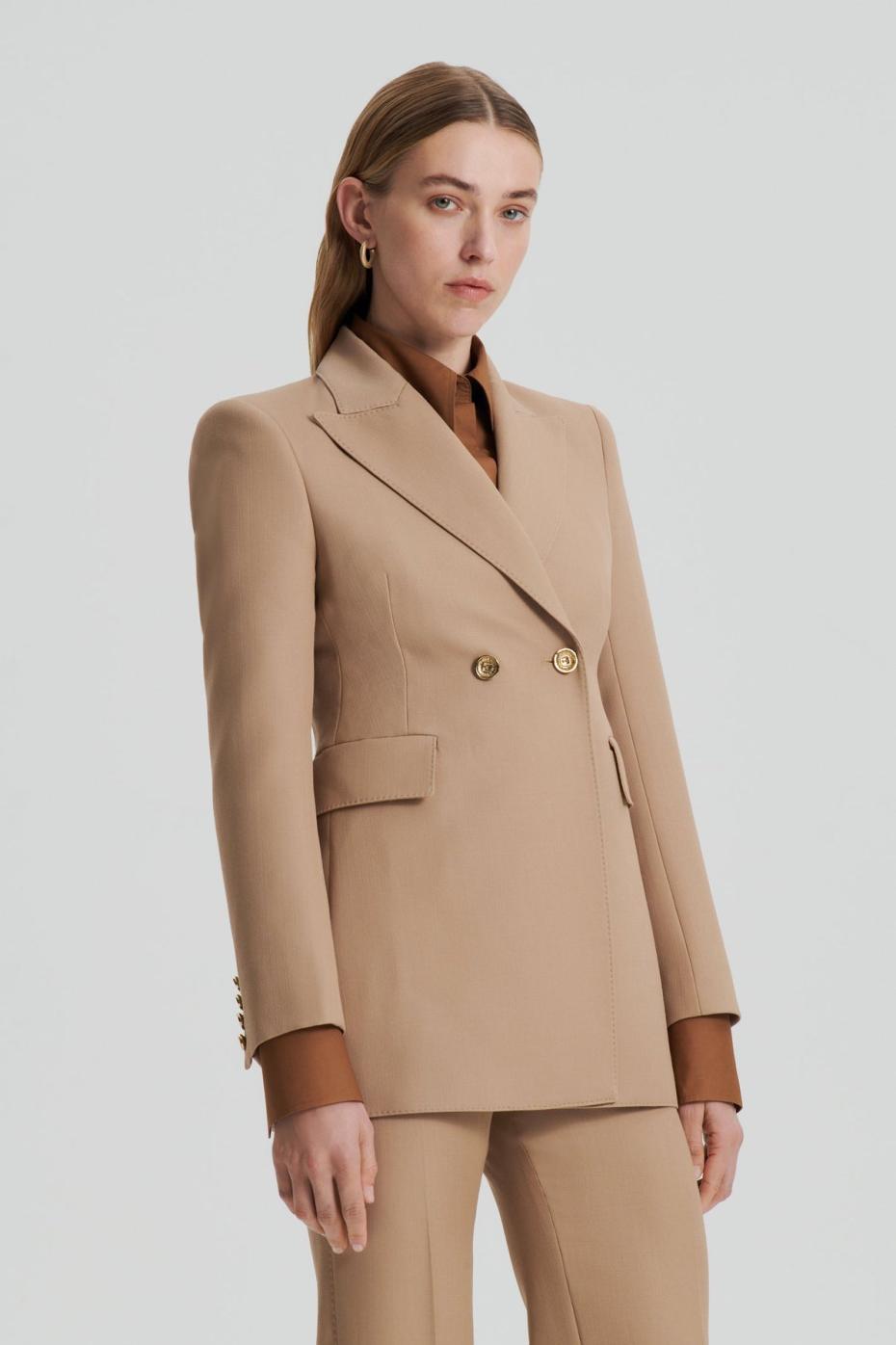 Jackets | Women Scanlan Theodore WOOL BARATHEA TWO BUTTON JACKET Camel