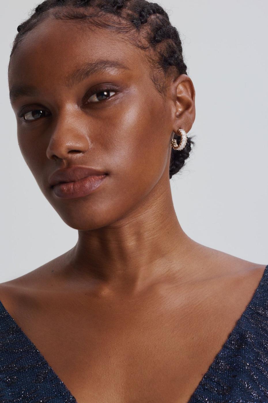 Jewelry | Women Scanlan Theodore BAGUETTE HOOP EARRINGS Light.gold.crystal