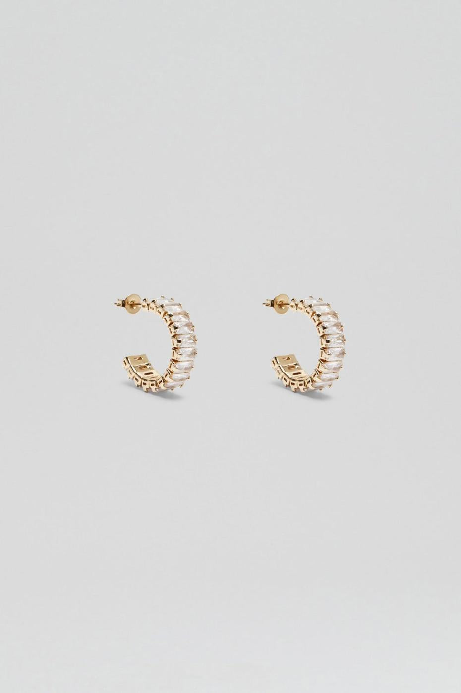 Jewelry | Women Scanlan Theodore BAGUETTE HOOP EARRINGS Light.gold.crystal