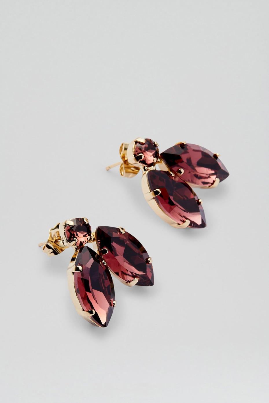 Jewelry | Women Scanlan Theodore CRYSTAL LEAF EARRINGS Mulberry