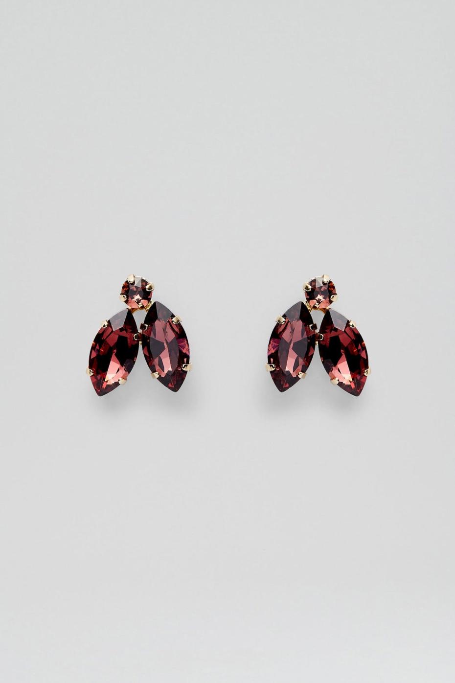 Jewelry | Women Scanlan Theodore CRYSTAL LEAF EARRINGS Mulberry
