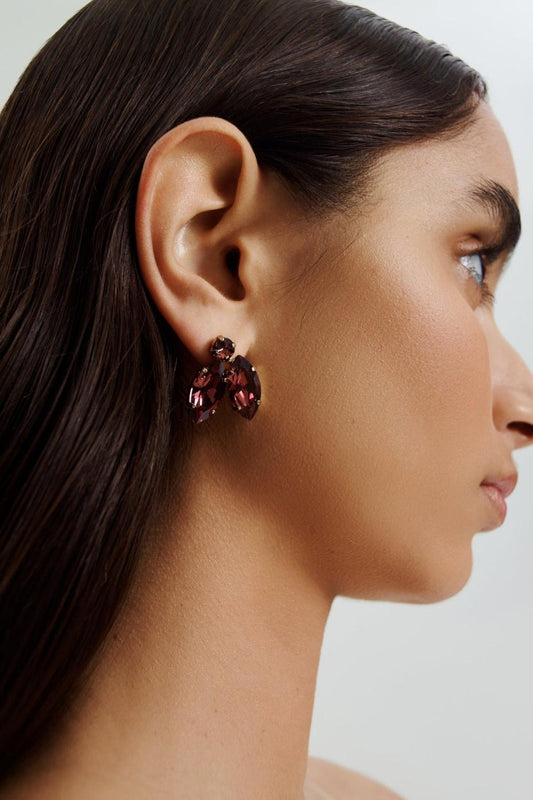 Jewelry | Women Scanlan Theodore CRYSTAL LEAF EARRINGS Mulberry