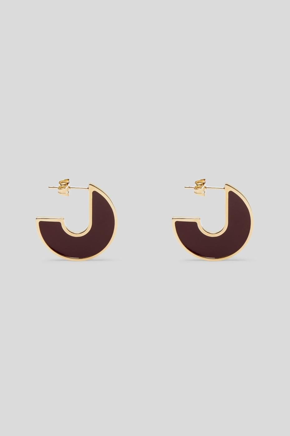 Jewelry | Women Scanlan Theodore ENAMEL FLAT HOOP EARRINGS Burgundy