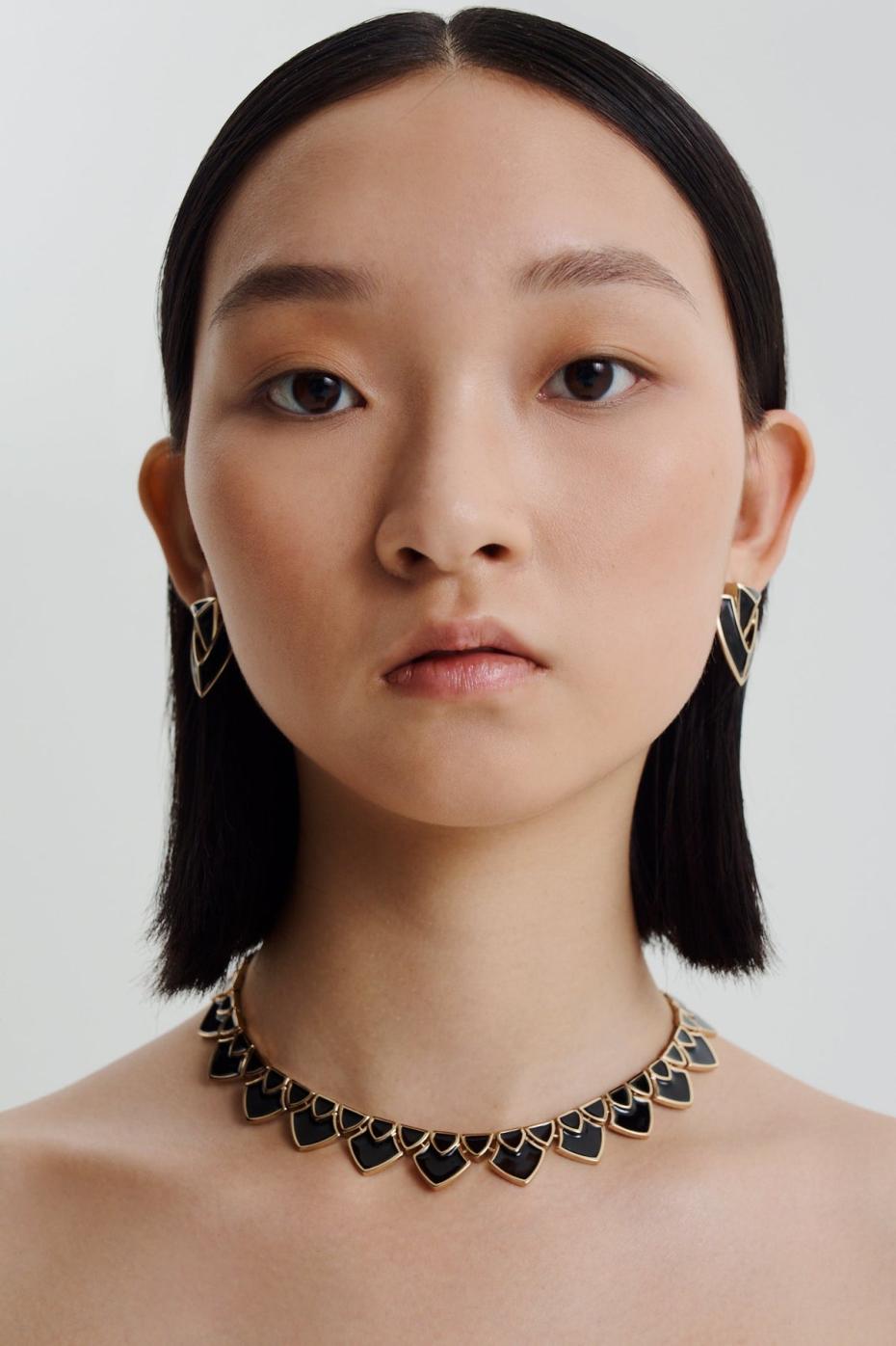 Jewelry | Women Scanlan Theodore ENAMEL TRIANGLE CHOKER Black