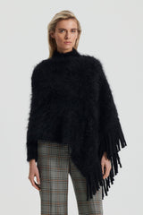 Knitwear | Women Scanlan Theodore BRUSHED FRINGED CAPE Black
